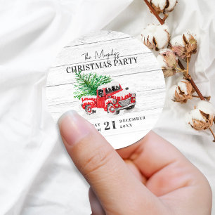 Vintage Red Truck Christmas Classic Round Sticker