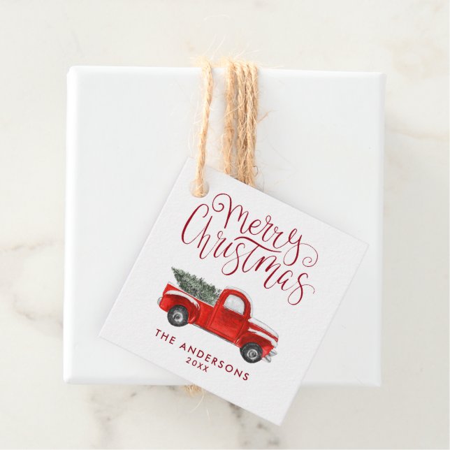 Vintage Red Truck | Christmas Gift Tags (In Situ)