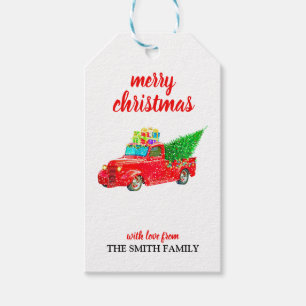 Vintage Red Truck Christmas Gift Tags