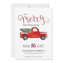 Vintage Red Truck Christmas Invitation