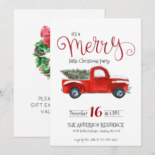 Vintage Red Truck Christmas Invitation