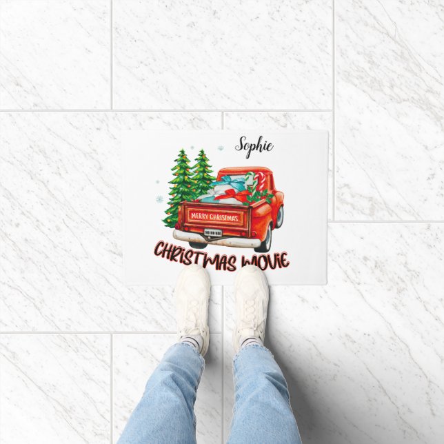Vintage Red Truck Christmas Movie Doormat (Indoor)