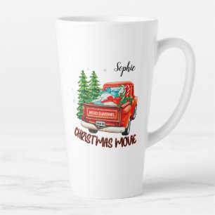 Vintage Red Truck Christmas Movie Latte Mug