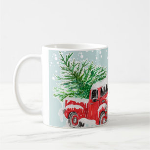 Vintage Red truck christmas mug