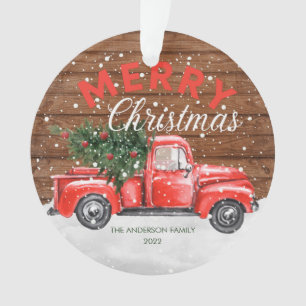 Vintage Red Truck Christmas Ornament