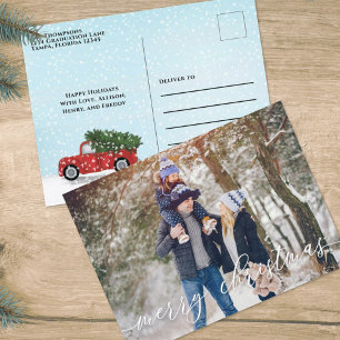 Vintage Red Truck Christmas Photo Card 1 Photo