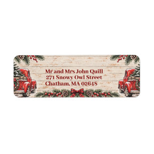 Vintage Red Truck Christmas Return Address Label