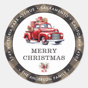 Vintage Red Truck Christmas Return Address Labels