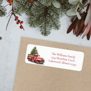 Vintage Red Truck Christmas Return Address Return Address Label
