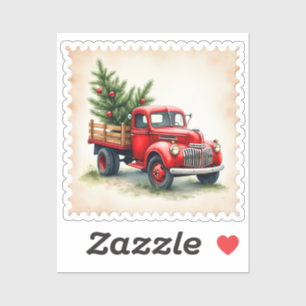 Vintage Red Truck Christmas Stamp