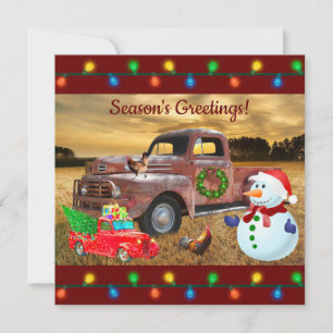 Vintage Red Truck Christmas Thank You Card