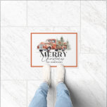 Vintage Red Truck Christmas Tree Holiday Doormat<br><div class="desc">This cute & festive "Merry Christmas" Christmas holiday doormat features a vintage red farm truck with Christmas trees framed by a red border. Personalise it for your needs. You can find matching products at my store.</div>