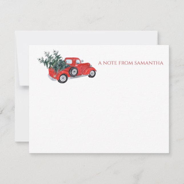 Vintage Red Truck Christmas Trees Card (Front)