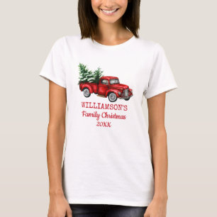 Vintage Red Truck Family Christmas Women's T-Shirt