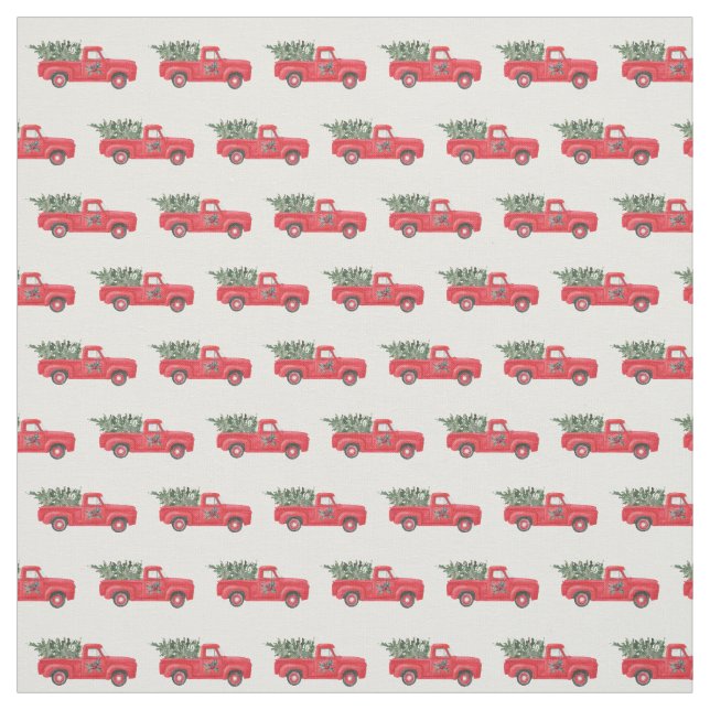 Vintage Red Truck Novelty Pattern Holiday Fabric (Swatch)