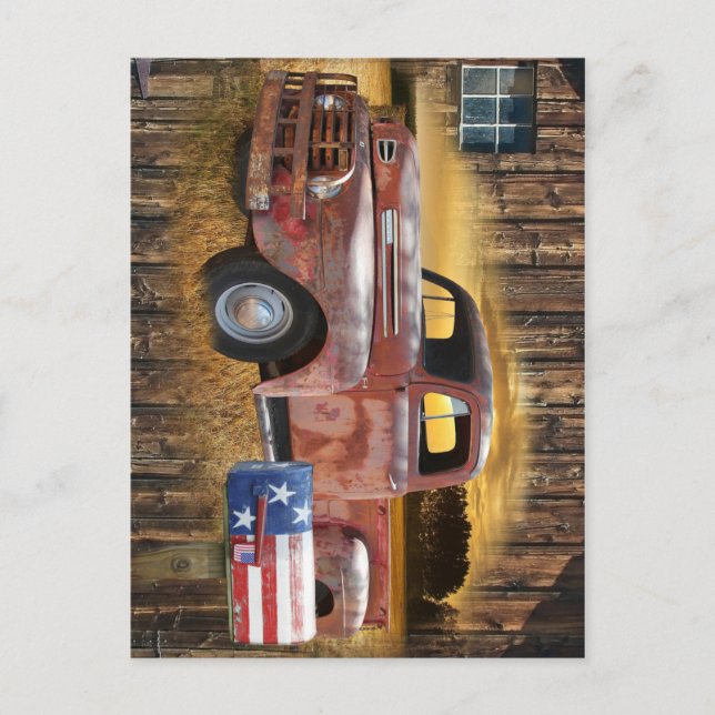 Vintage Red Truck Postcard (Front)