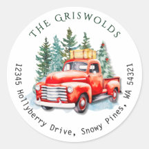 Vintage Red Truck Return Address Christmas Mailing