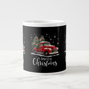 Vintage Red Truck SantaTree Merry Christmas Funny Large Coffee Mug
