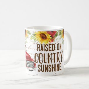 Vintage Red Truck Surrounded By Sunflowers  Coffee Mug