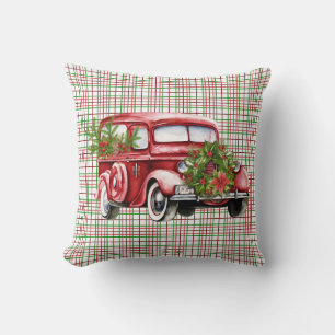 Vintage Red Truck Throw Pillow