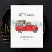 Vintage Red Truck We've Moved Moving Announcement