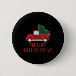 Vintage Red Truck With Christmas Tree 6 Cm Round Badge