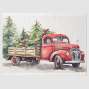 Vintage Red Truck with Christmas Trees Tissue Paper