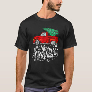 Vintage Red Truck With Merry Christmas Tree Family T-Shirt