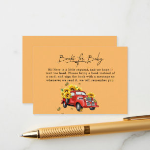 Vintage Red Truck with Sunflowers Baby Shower Enclosure Card