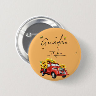 Vintage Red Truck with Sunflowers Grandma To Be 6 Cm Round Badge