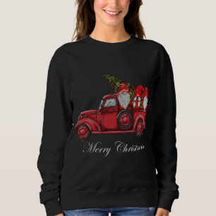 Vintage Red Truck With Three Gnomes Merry Christma Sweatshirt
