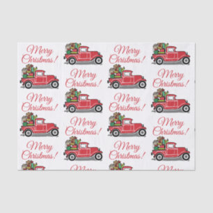 Vintage Red Truck with Toys Merry Christmas Tissue Paper