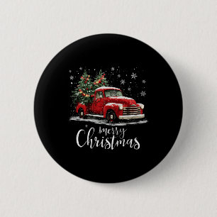 Vintage Red Truck Xmas Tree Merry Christmas Funny 6 Cm Round Badge