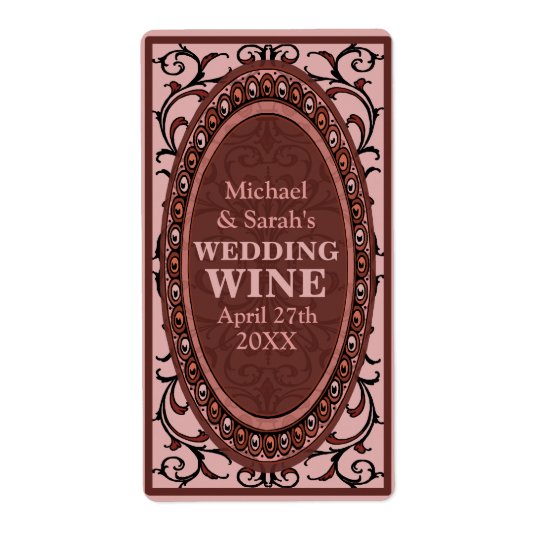 Vintage Red Victorian Wedding Wine Labels