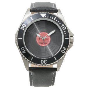 Vintage Red Vinyl Record Album Retro Watch