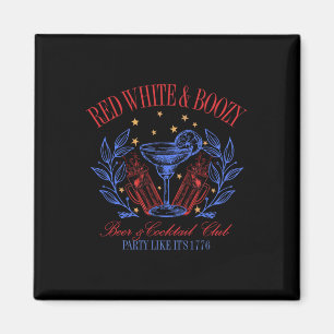 Vintage Red White And Boozy Tail Funny Club 4th Of Magnet
