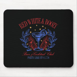Vintage Red White And Boozy Tail Funny Club 4th Of Mouse Pad