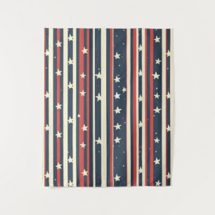 Vintage Red, White & Blue Stripes with Stars (2) Tapestry