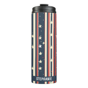 Vintage Red, White & Blue Stripes with Stars (2) Thermal Tumbler
