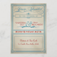 Vintage Red White & Blue Wedding Invitation