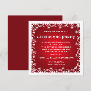 Vintage Red White Christmas Party Invitation