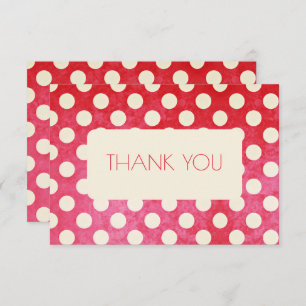 Vintage Red White Polka Dot Birthday Thank You Card