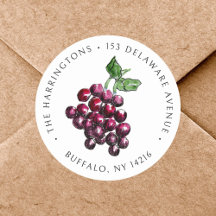 Vintage Red Wine Grapes Hand-Drawn Return Address 