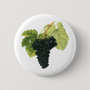 Vintage Red Wine Organic Grape Cluster, Food Fruit 6 Cm Round Badge