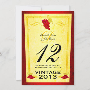Vintage Red Wine Table Number Cards