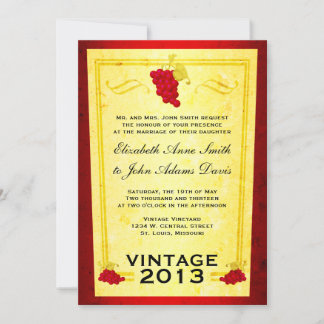Vintage Red Wine Wedding Invitation