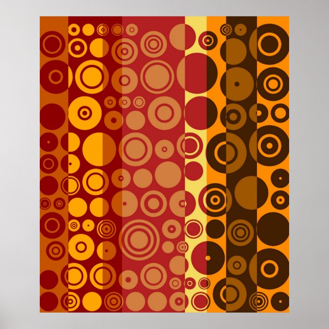 Vintage Red Yellow Brown Fifties Abstract Art Poster (Front)