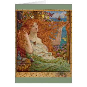 Vintage Redhead and Butterflies,