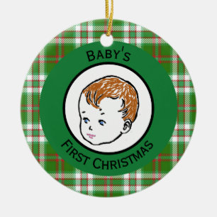 Vintage Redhead Baby's First Christmas Ceramic Ornament