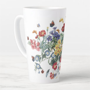 Vintage Redoute Butterfly Garden Flower Latte Mug